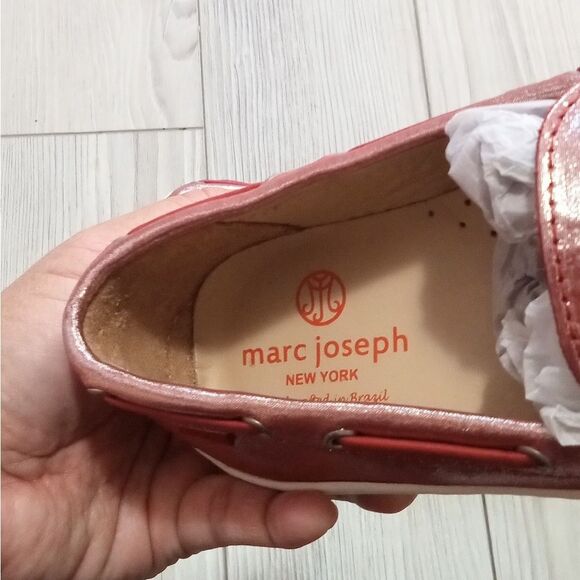 (31-0482) MARC JOSEPH slip on glimmer red leather CYPRESS HILL shoes Sz 4.5 - Picture 8 of 10